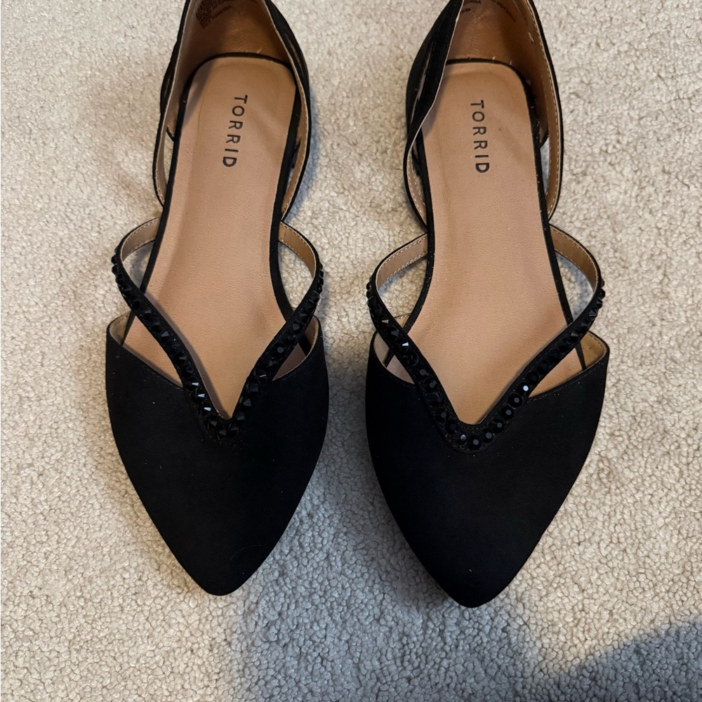Torrid Black Flats with Beaded Straps